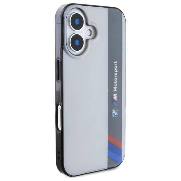 Etui BMW iPhone 16 6.1" szary/grey hardcase Motosport IML Vertical Stripe