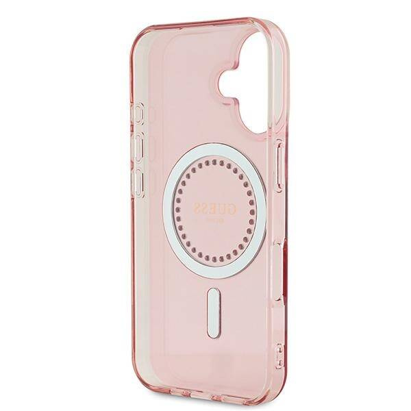 Etui Guess iPhone 16 6.1" różowy/pink hardcase IML Rhinestones MagSafe