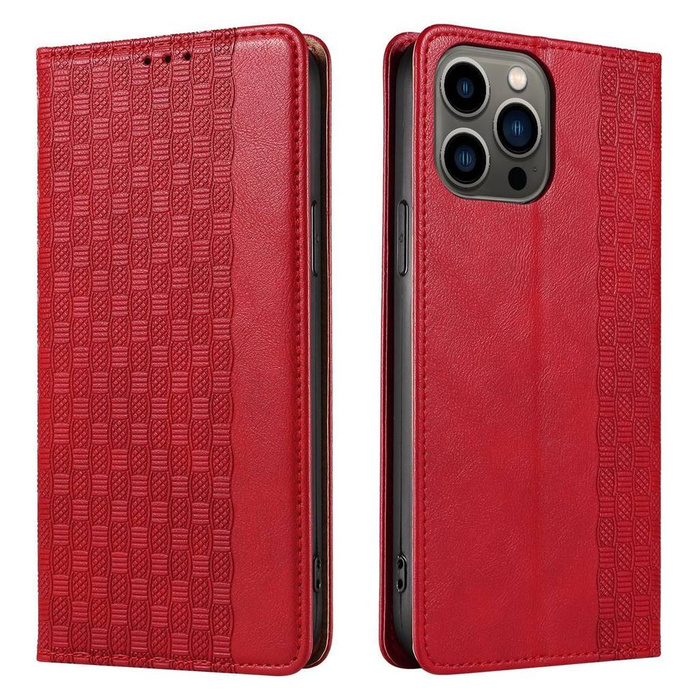 Magnet Strap Case etui do iPhone 13 Pro Max pokrowiec portfel + mini smycz zawieszka czerwony