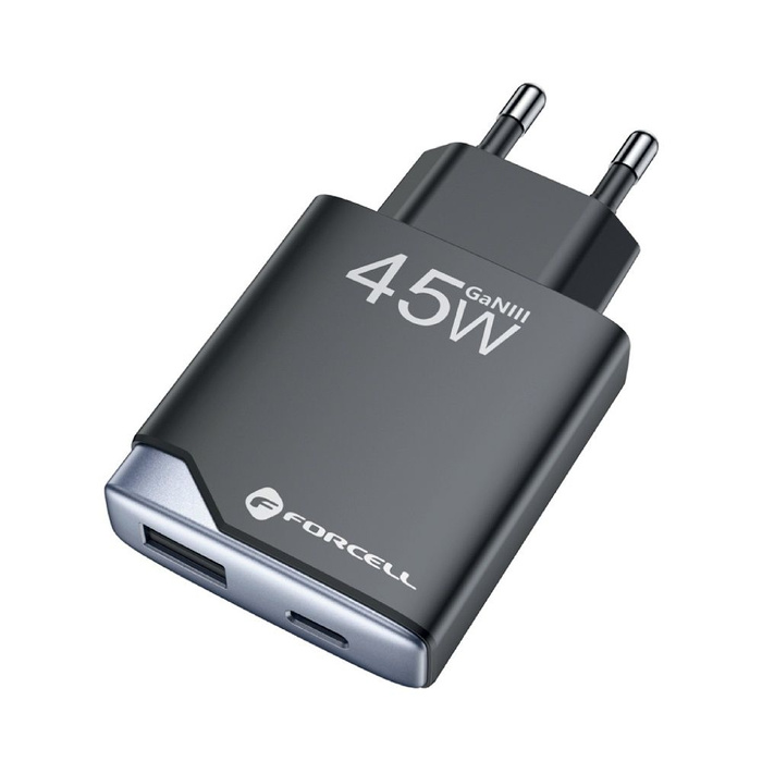 Ładowarka sieciowa do telefonu Forcell F-Energy Ultra Slim GaN III USB C + USB A PD QC4.0 3A 45W B245202(1A1C) czarna