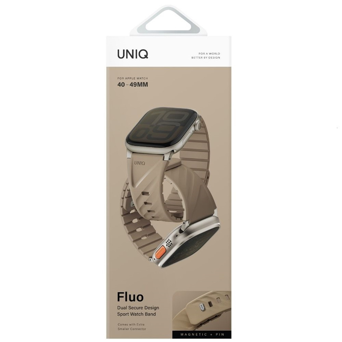 Pasek UNIQ Fluo Apple Watch 49/46/45/44/42/41/40mm Magnetic Beżowy