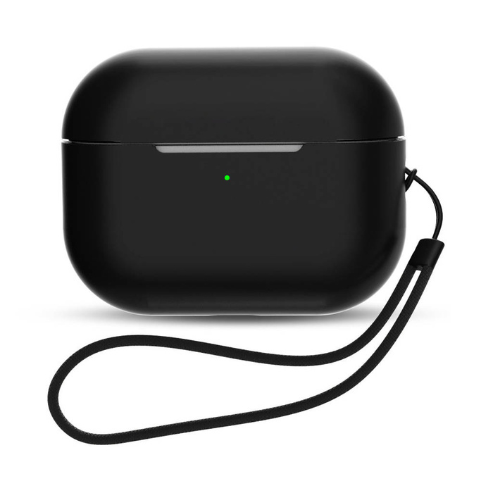 Silikonowe etui AirPods Pro 2 / AirPods Pro 1 + pasek na nadgarstek smycz | czarne