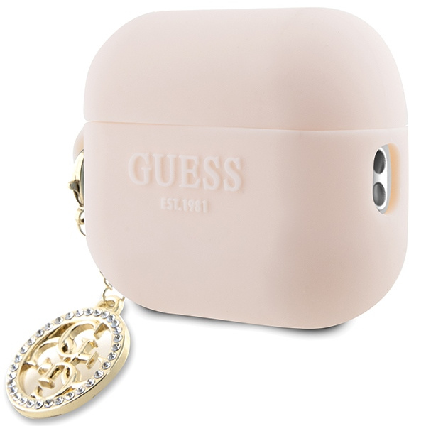 Etui Guess GUAP23DSLGHDP AirPods Pro 2 cover różowy/pink 3D Rubber 4G Diamond Charm Case
