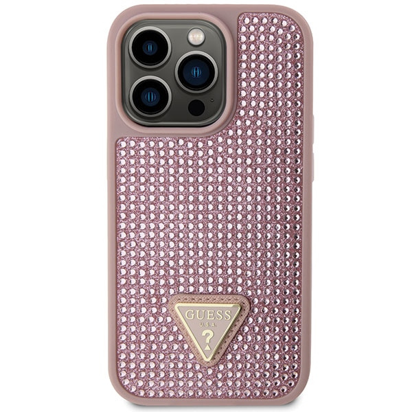 Etui Guess GUHCP14LHDGTPP iPhone 14 Pro 6.1" różowy/pink hardcase Rhinestone Triangle Case