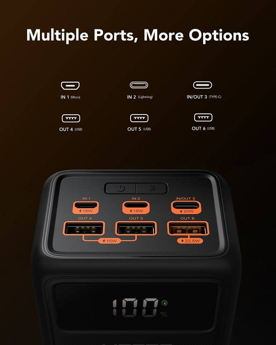VEGER powerbank 50000 mAh PD QC3.0 5A 22,5W Tank Lite (W5001) czarny