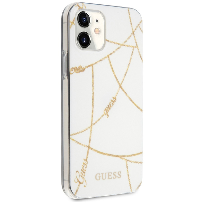 Etui GUESS Apple iPhone 12 Mini Gold Chain Collection Biały Hardcase