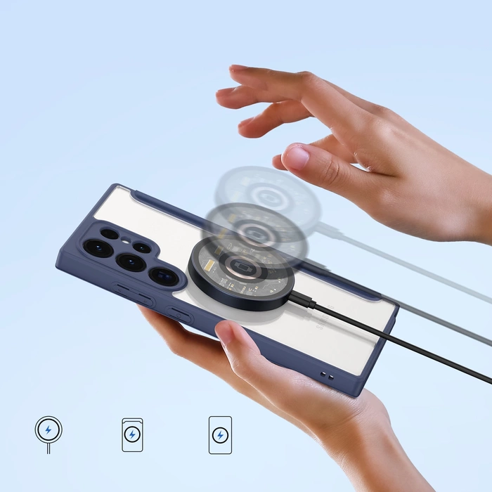 Etui Dux Ducis Skin X Pro do Samsung Galaxy S24 Ultra z magnetycznym ringiem i klapką - niebieskie