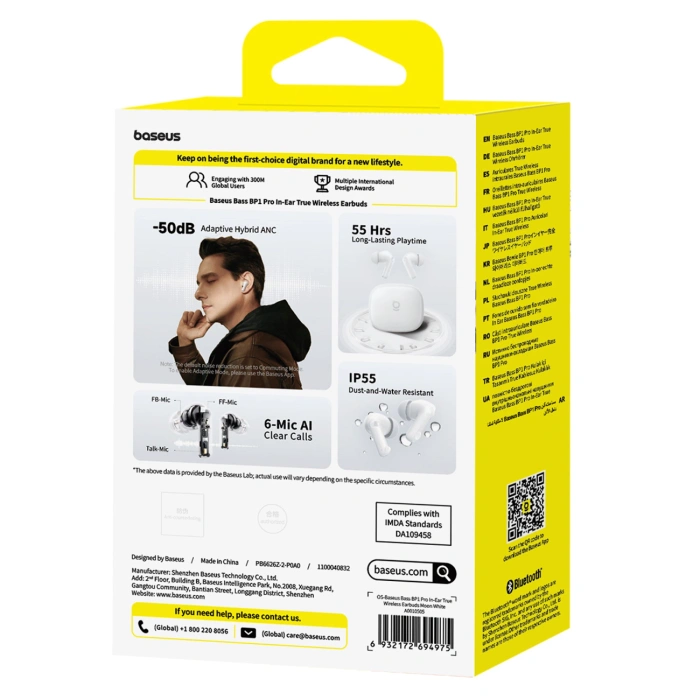 Słuchawki bezprzewodowe Baseus Bass BP1 Pro TWS Bluetooth douszne - białe