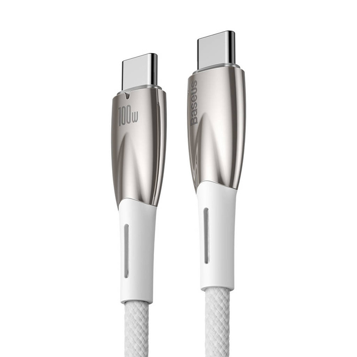 Baseus Glimmer Series kabel z szybkim ładowaniem USB-C 480Mb/s PD 100W 2m biały