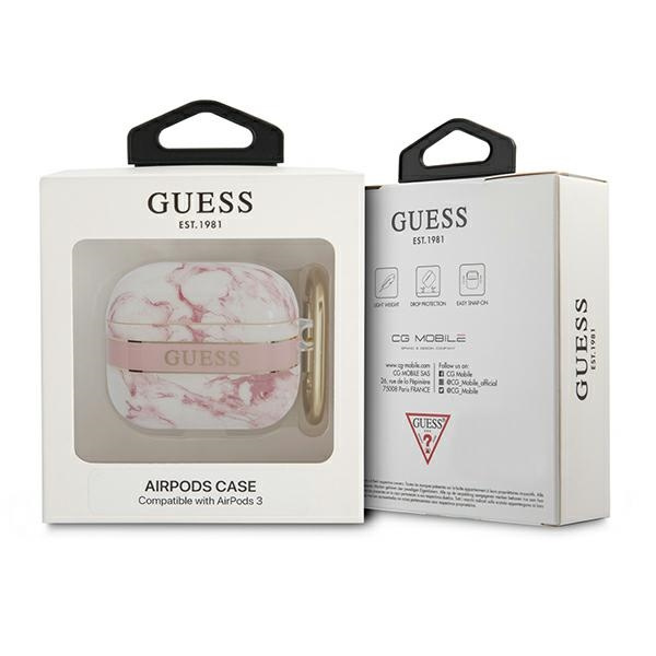 Etui GUESS Apple AirPods 3 Cover Marble Strap Collection Różowy Case