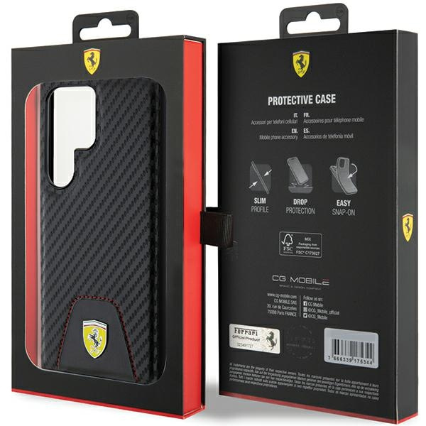 Etui FerrariFEHCS24LN3PUK Samsung Galaxy S24 Ultra S928 czarny/black hardcase Carbon Stitched Bottom Case