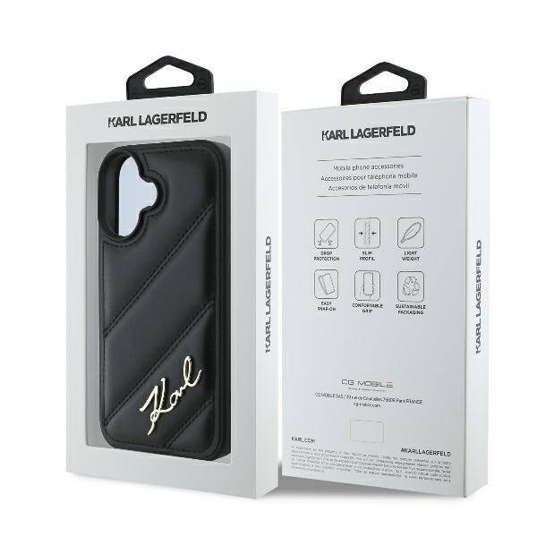 Etui Karl Lagerfeld iPhone 16 6.1" czarny/black hardcase Quilted Signature