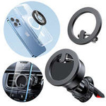Joyroom zestaw wielofunkcyjny magnetyczny uchwyt samochodowy ring podstawka do telefonu czarny (JR-ZS294)