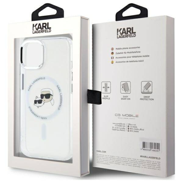 Karl Lagerfeld KLHMP14SHLSKCH iPhone 14   6.1" biały/white hardcase IML Metal Karl&Choupette Head MagSafe