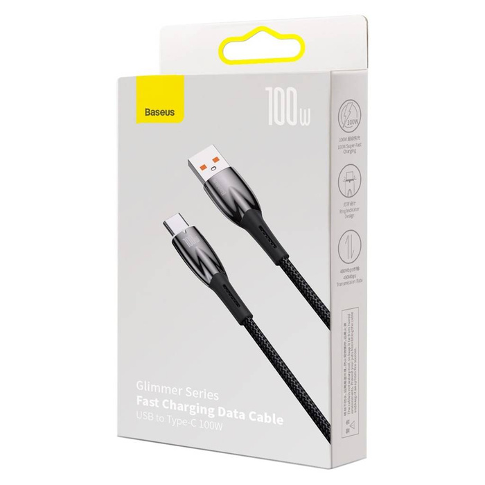 Baseus Glimmer Series kabel do szybkiego ładowania USB-A - USB-C 100W 480Mb/s 6A 2m czarny
