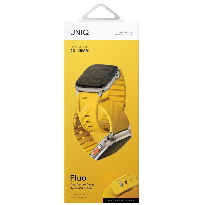 Pasek UNIQ Fluo Apple Watch 49/46/45/44/42/41/40mm Magnetic Żółty