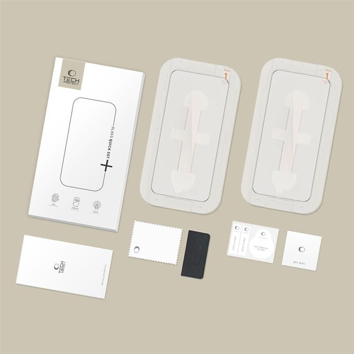 SZKŁO HARTOWANE TECH-PROTECT IPHONE 12 / 12 PRO QUICK SET+ 2-PACK CZARNE