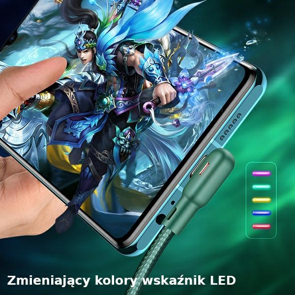 Kabel Kątowy USAMS USB-A MicroUSB U57 1,2m 2A Zielony