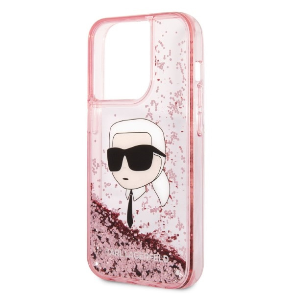 Etui KARL LAGERFELD Apple iPhone 14 Pro Max Glitter NFT Karl Head Różowy Hardcase