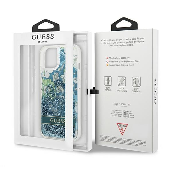 Etui GUESS Apple iPhone 13 Flower Liquid Glitter Zielony Hardcase