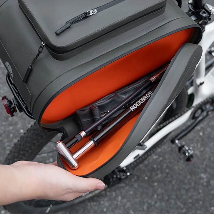 Sakwa rowerowa Rockbros wodoodporna, na bagażnik, pojemność 14l - szara