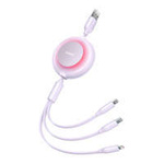 Baseus Bright Mirror 2 kabel przewód 3w1 USB Typ A - micro USB + Lightning + USB Typ C 3.5A 1.1m fioletowy (CAMJ010005)
