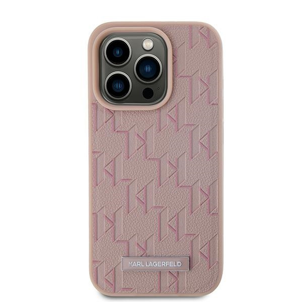 Etui Karl Lagerfeld KLHMP15XPKHPORPP iPhone 15 Pro Max 6.7" hardcase różowy/pink Leather Monogram Metal Logo
