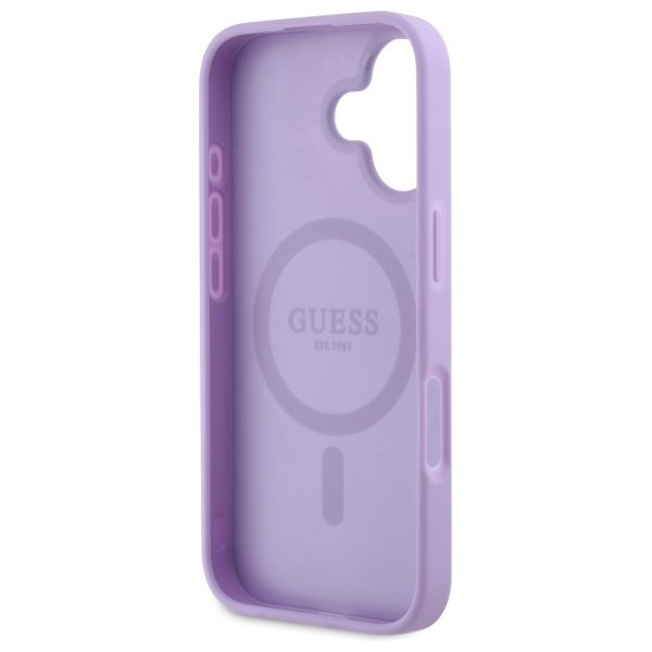 Etui Guess iPhone 16 16 6.1" fioletowy/purple hardcase Saffiano MagSafe