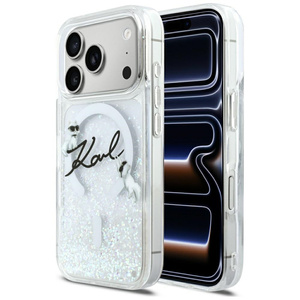Etui Karl Lagerfeld Liquid Glitter Karl  Script Logo MagSafe do iPhone 17 Pro przezroczysty