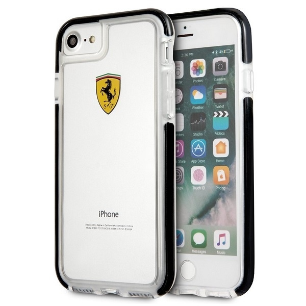 Etui FERRARI Apple iPhone 7 8 Shockproof Bezbarwny Czarny Case