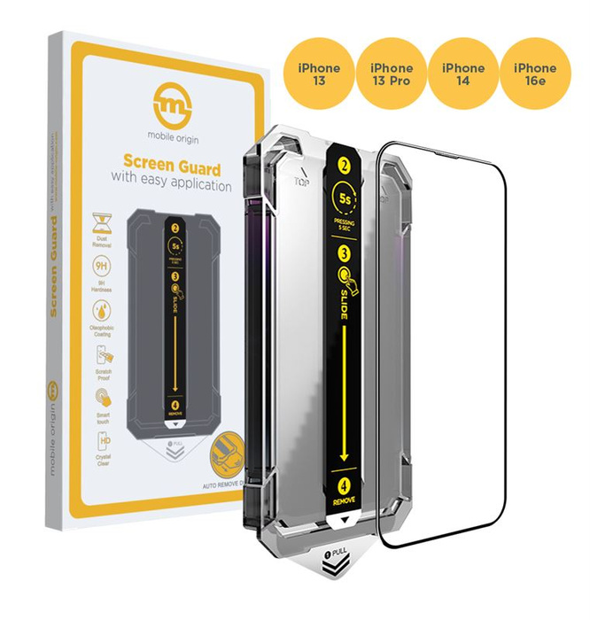 Szkło Hartowane Mobile Origin Screen Guard iPhone 16e/14/13/13 Pro with easy application