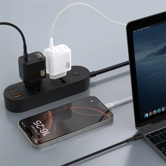 Ładowarka sieciowa Dudao A28C 45W GaN + kabel USB-C - czarna