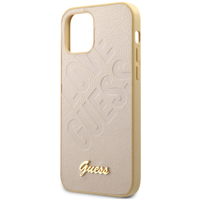 Etui GUESS Apple iPhone 12 Mini Iridescent Love Script Gold Logo Złoty Hardcase