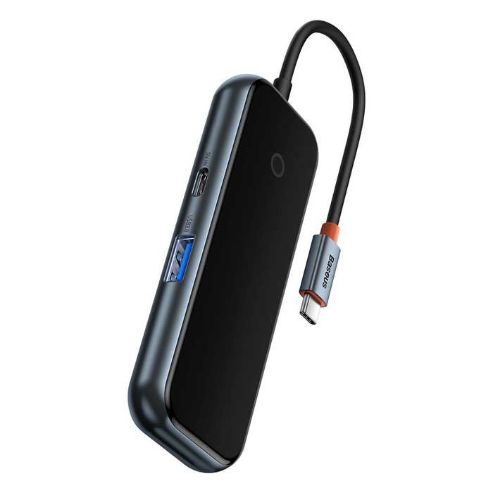 Baseus AcmeJoy HUB 4-Portowy USB-C do 1xUSB-C / 4xUSB3.0 ciemnoszary