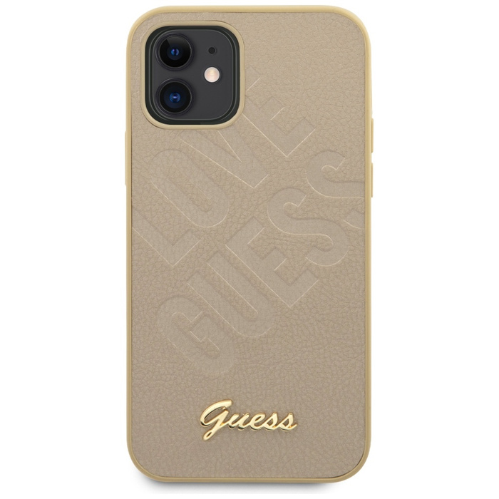 Etui GUESS Apple iPhone 12 Mini Iridescent Love Script Gold Logo Złoty Hardcase