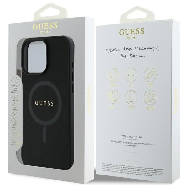 Etui Guess iPhone 16 Pro Max czarny/black HC MagSafe PU Saffiano Classic Logo