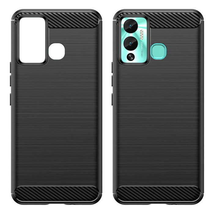 Etui Carbon Case etui do Infinix Hot 12 Play NFC / Hot 12 Play elastyczny silikonowy karbonowy pokrowiec czarne Case