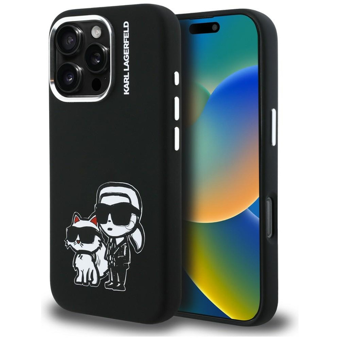 Etui Karl Lagerfeld Silicone             Karl&Choupette Sketch MagSafe do iPhone 16 Pro Max czarny