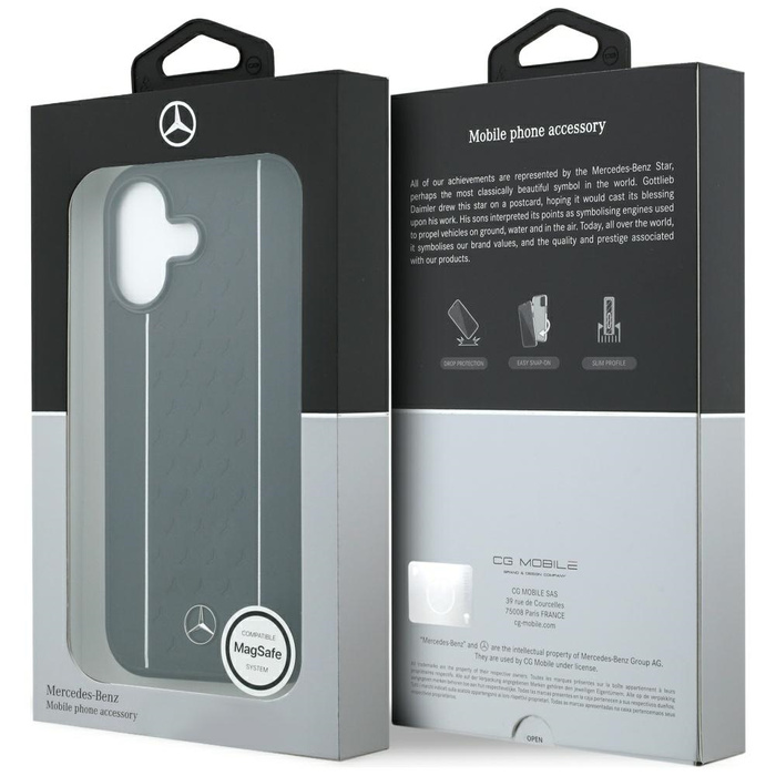 Etui Mercedes Leather Star Pattern       Stripes MagSafe do iPhone 17 czarny