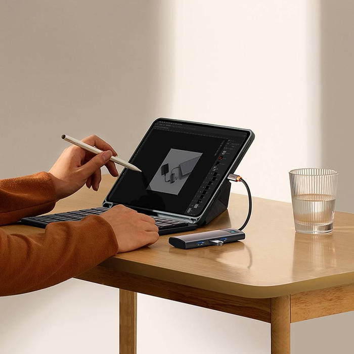 Stacja dokująca HUB Baseus Metal Gleam Series 4 w 1 USB Typ C - 4 x USB 3.2 Gen. 1 (WKWG070013)