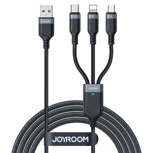 Kabel Joyroom S-A18 3w1 3,5A USB-A - Lightning+USB-C+MicroUSB 1,2m - czarny