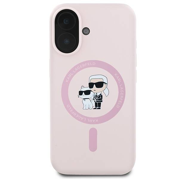 Etui Karl Lagerfeld iPhone 16 Plus różowy/pink HC MagSafe Silicone KC Heads Ring