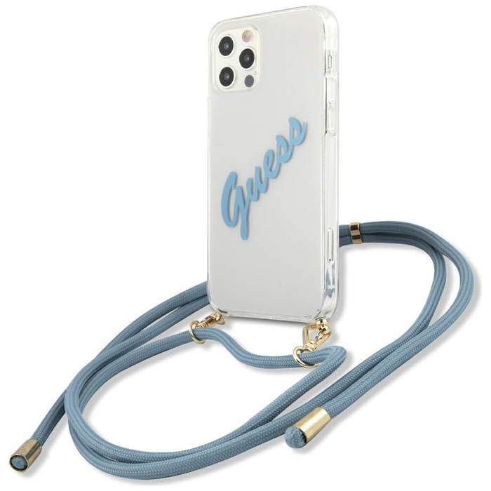 Etui GUESS Apple iPhone 12 Pro Max Script Vintage Niebieski Hardcase 