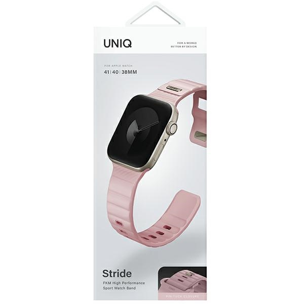 Pasek UNIQ Stride Apple Watch Series1/2/3/4/5/6/7/8/9/SE/SE2 38/40/41mm FKM Rubber Strap różowy/pale pink