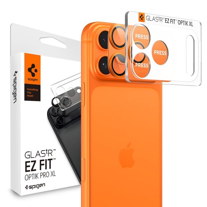 OSŁONA APARATU SPIGEN IPHONE 17 PRO OPTIK PRO XL GLAS.TR ”EZ FIT” CAMERA PROTECTOR ORANGE