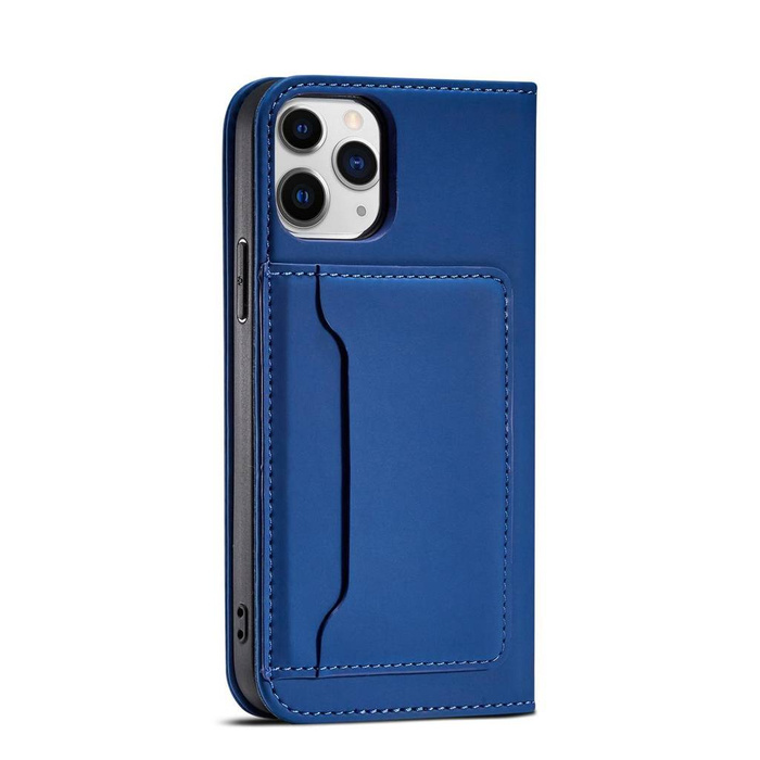Magnet Card Case etui do iPhone 12 pokrowiec portfel na karty kartę podstawka niebieski