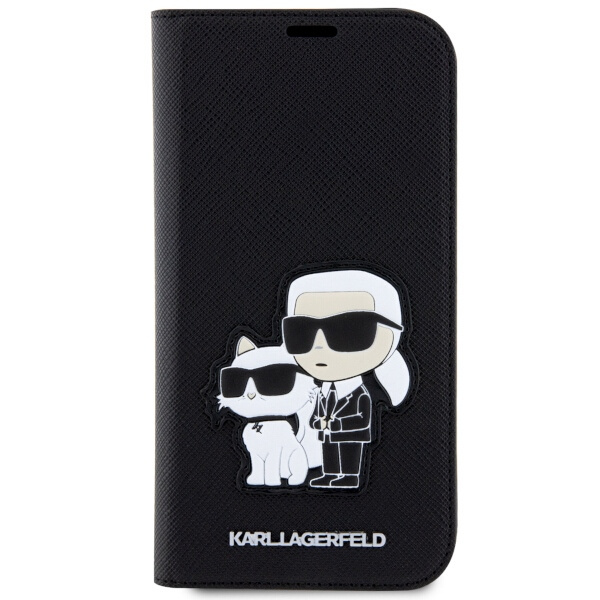 Etui Karl Lagerfeld KLBKP14XSANKCPK iPhone 14 Pro Max 6.7" bookcase czarny/black Saffiano Karl & Choupette Case