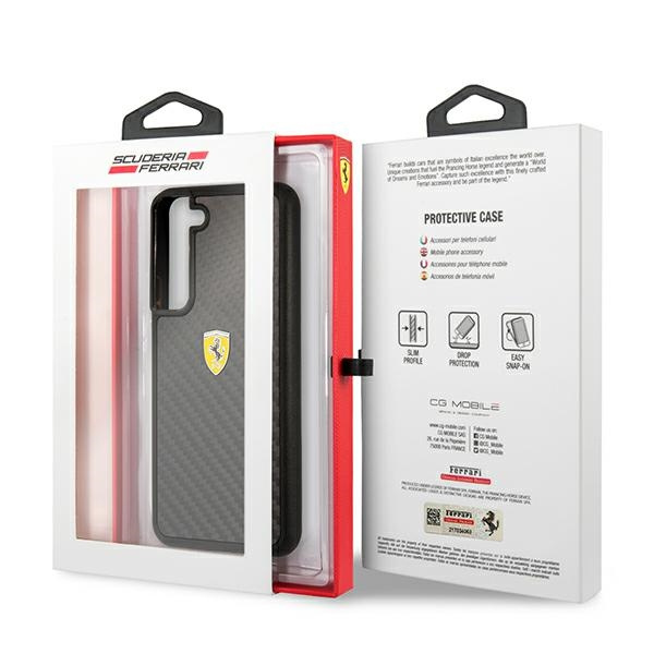 Etui FERRARI Samsung Galaxy S22 Plus On Track Real Carbon Czarny Hardcase
