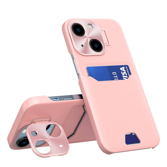 Etui Leather Stand Case Etui Do iPhone 14 Pokrowiec Portfel Na Kartę Z Podstawką Różowe Case