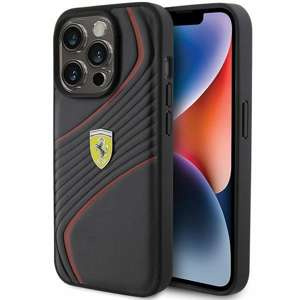 Etui Ferrari FEHCP15LPTWK iPhone 15 Pro 6.1" czarny/black hardcase Twist Metal Logo Case